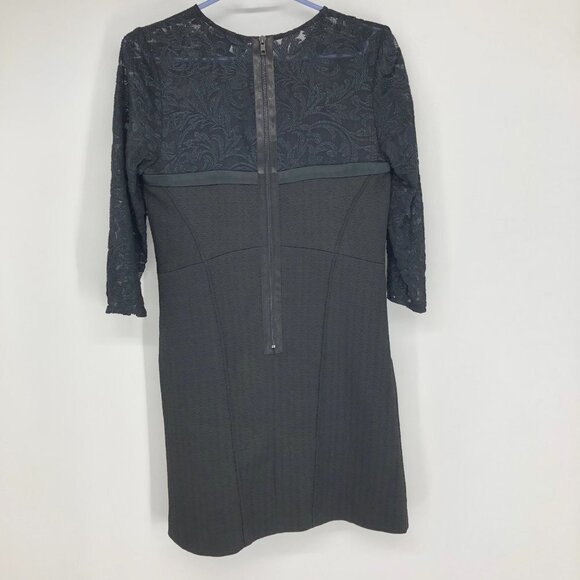 The Kooples Black illusion lace neck mini Dress 1/2 sleeves size LG - Picture 7 of 14